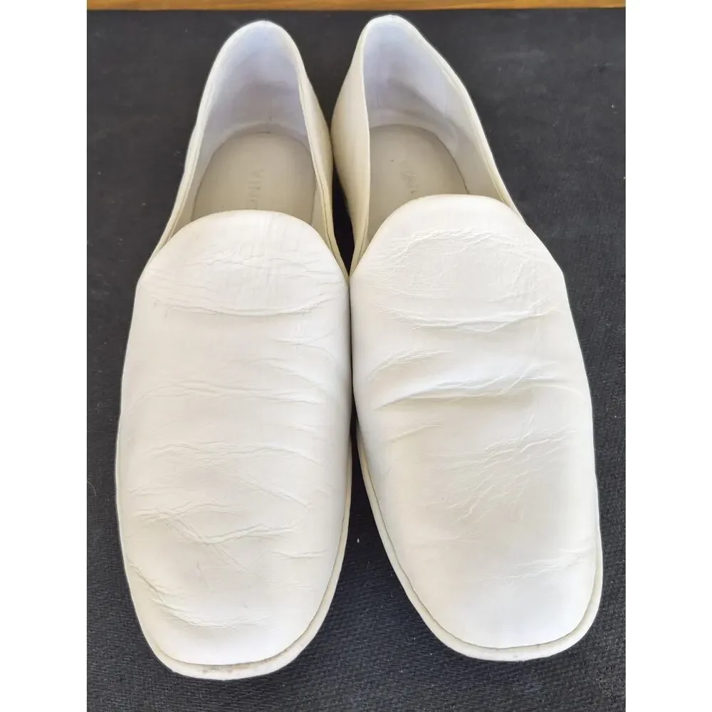 Vince Camuto Paz Leather Flat Slip-On Loafer in Off White Women's Size 6.5